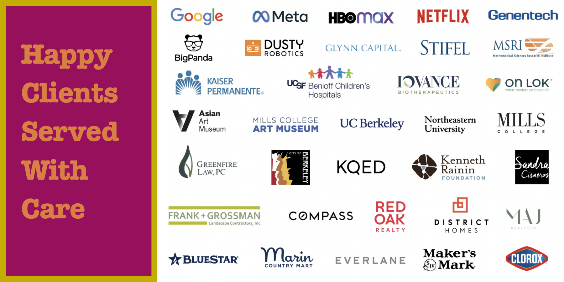 Happy Clients Served with Care: selected client and collaborator logos